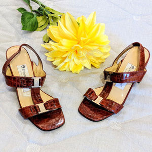 ETIENNE AIGNER Leather Block Heel Sandals Sz 5M